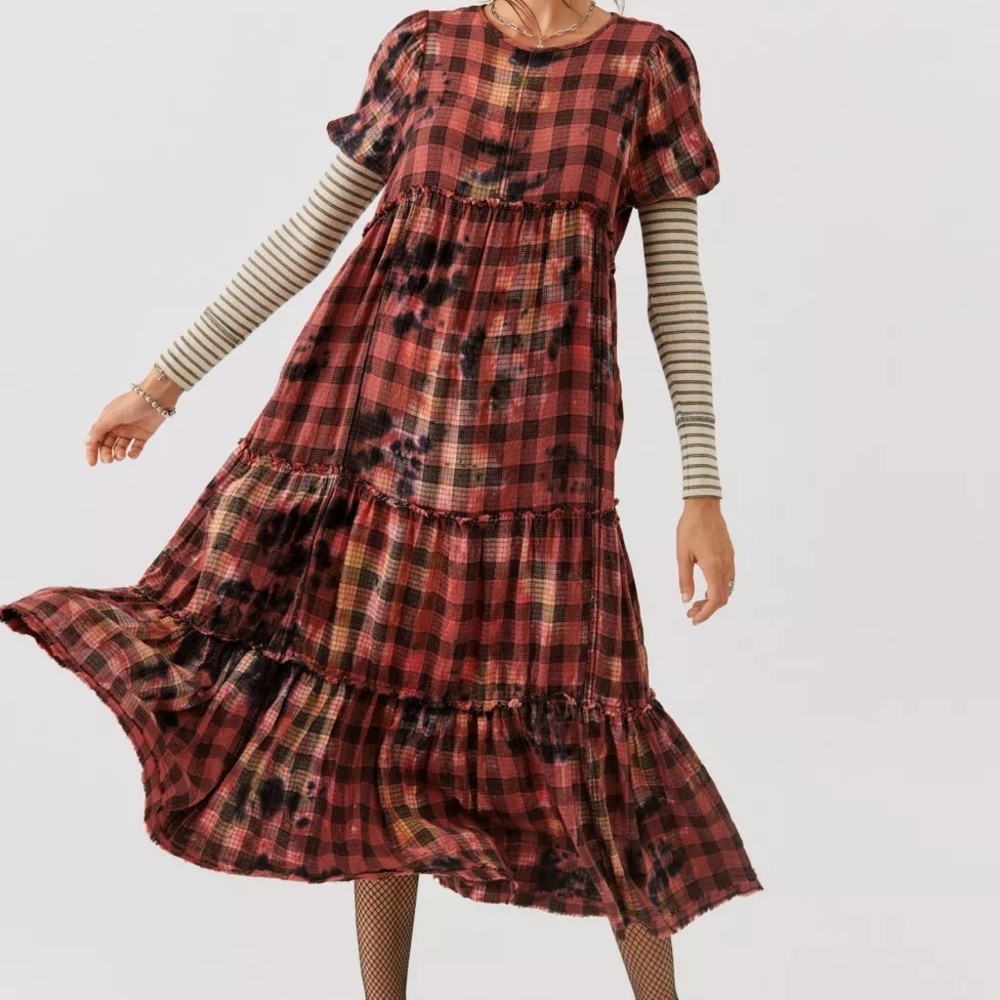 Urban Outfitters Red and Black Plaid Maxi Dress
